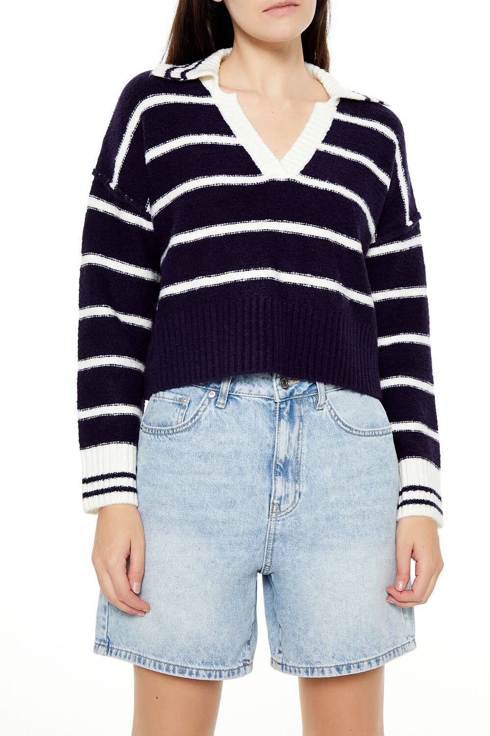 The Feeling Fall Striped V Neck Sweater