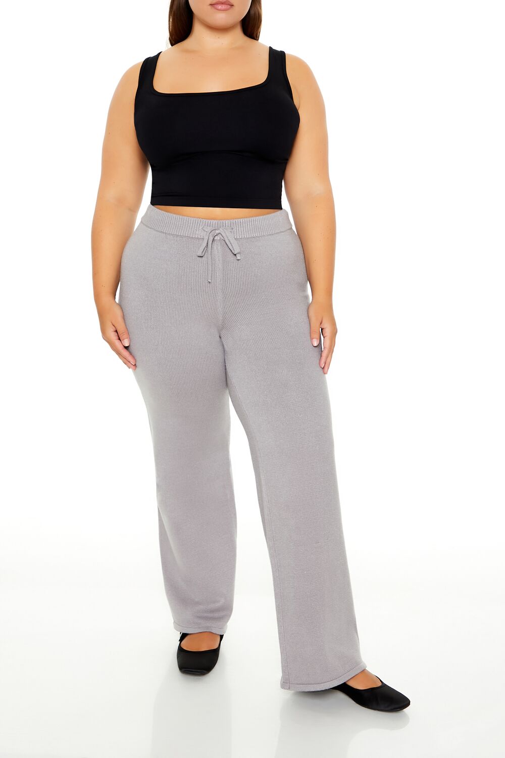 Plus Size Sweater-Knit Pants GREY / 3X