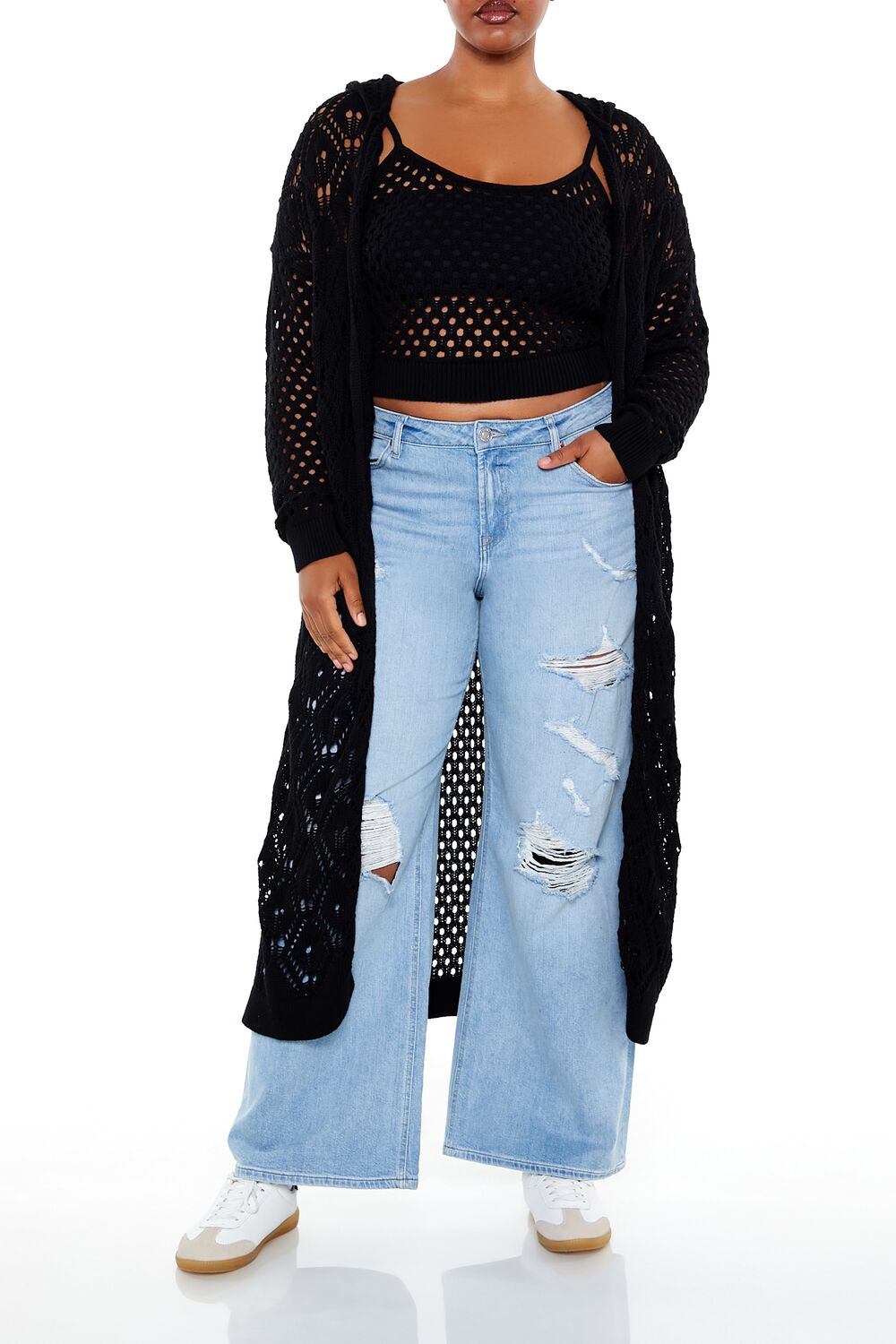 Plus Size Cami Cardigan Sweater Set