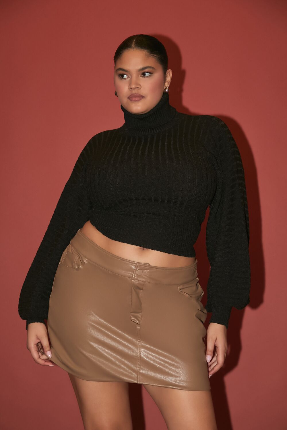 Plus Size Faux Leather Mini Skirt
