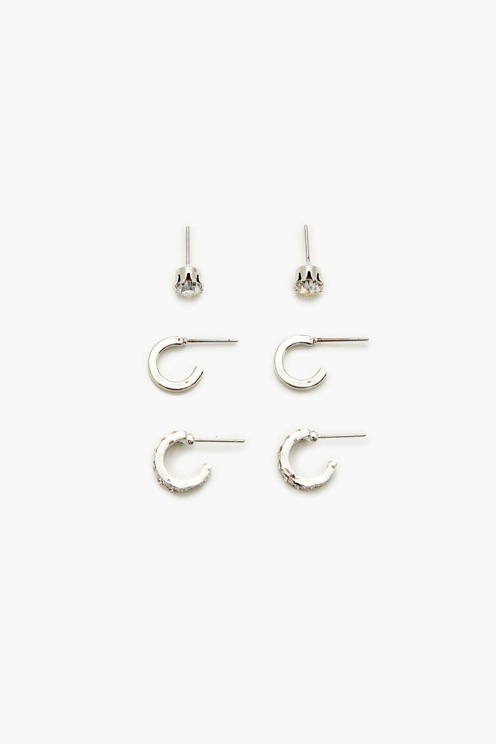 Rhinestone Stud Hoop Earring Set