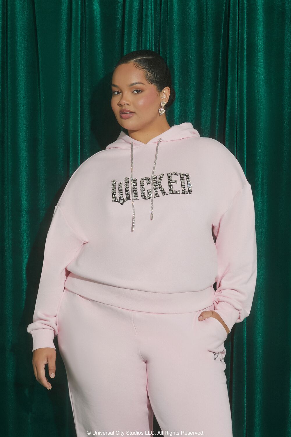Plus Size Wicked Rhinestone Hoodie - Main Image