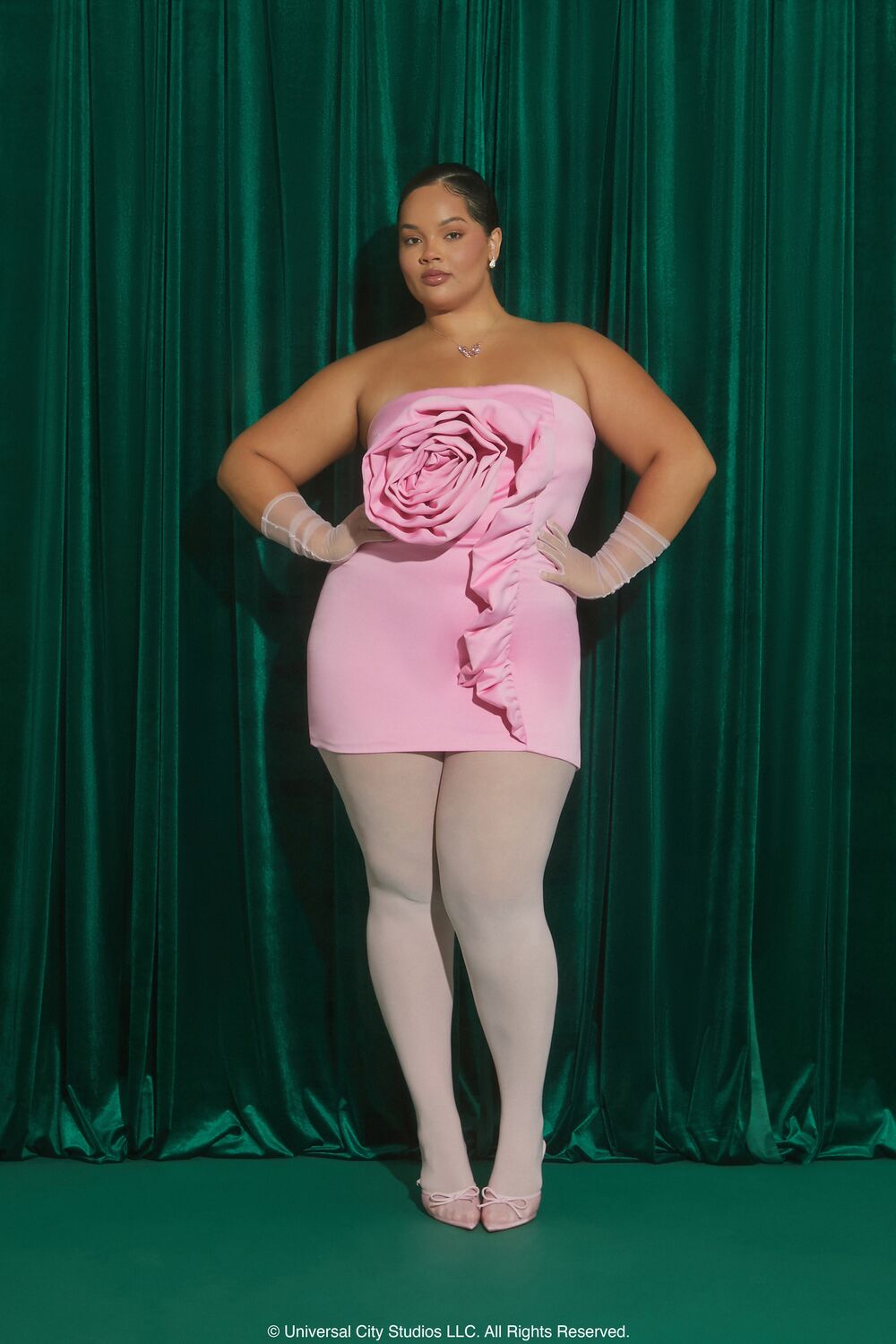 Plus Size Wicked Rosette Tube Dress Pink / 2X Plus Size Wicked Rosette Tube Dress Pink / 2X