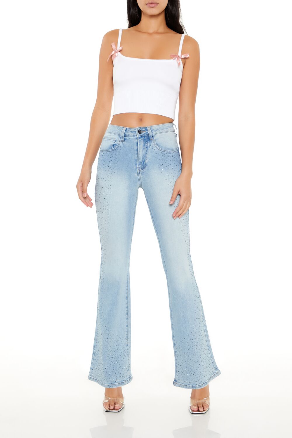 Ladies Jeans Forever 21 Bell Bottoms Jeans Rhinestone High-Rise
