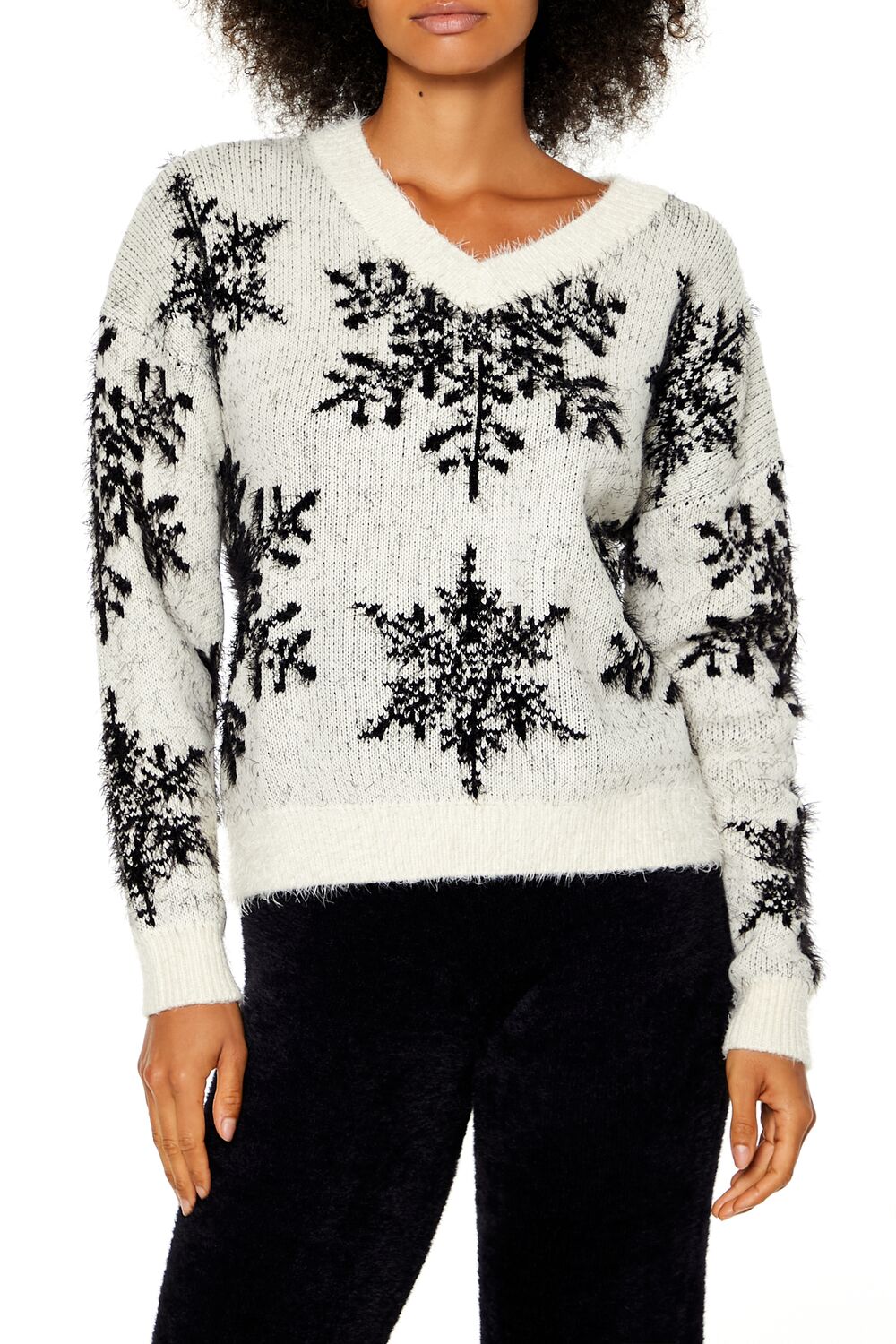 Fuzzy Knit Snowflake Sweater