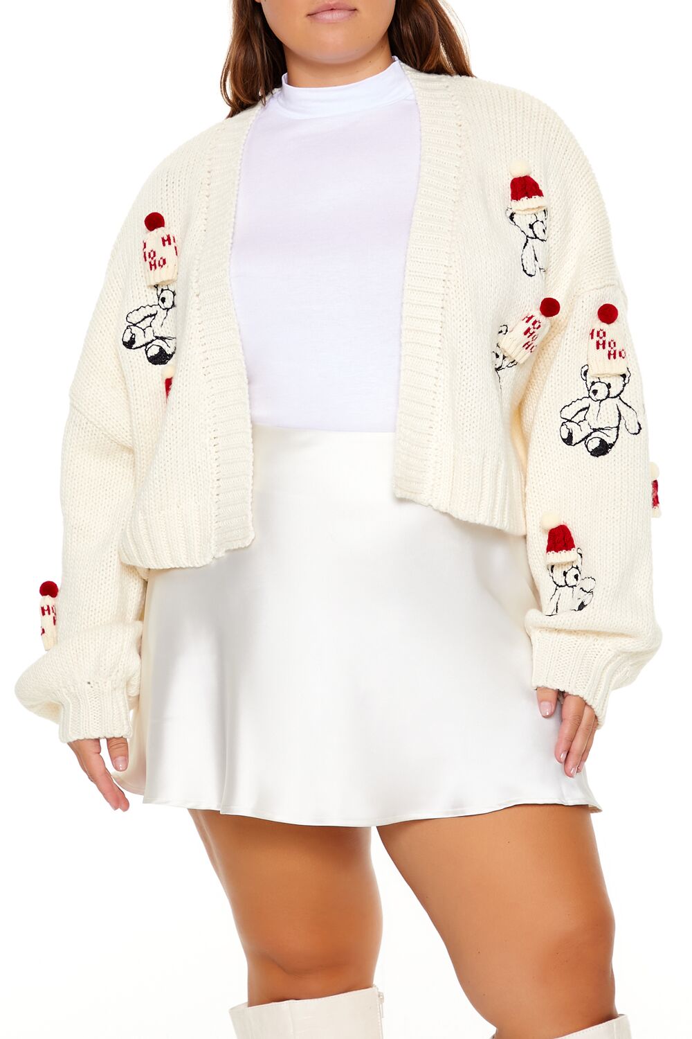 Plus Size Teddy Bear Cardigan Sweater - Main Image