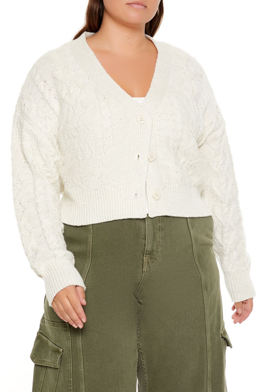 Plus Size Cable Knit Cardigan Sweater
