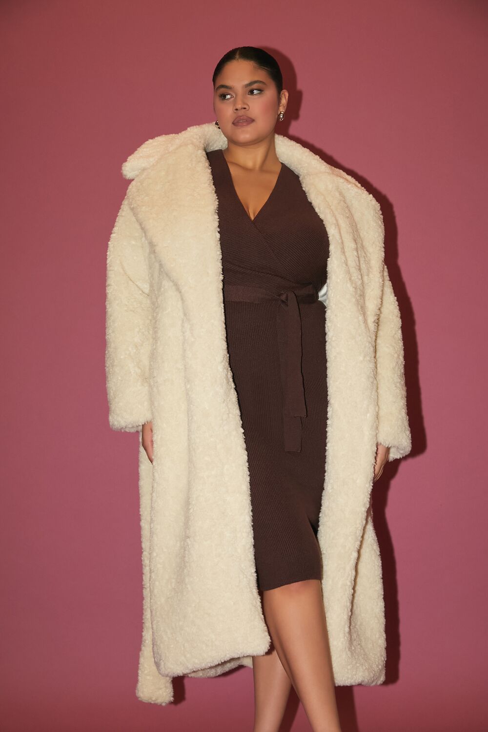 Plus Size Faux Shearling Coat