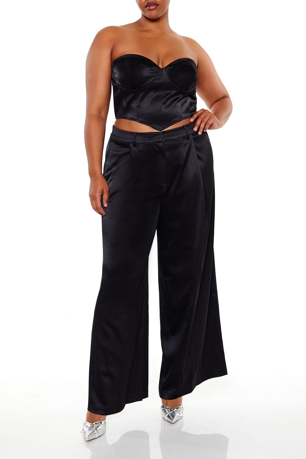 black dress pants forever 21 Plus Size Satin Trouser / 3X Purple Color:Light Sand wide leg Josmo Boys Classic Comfort