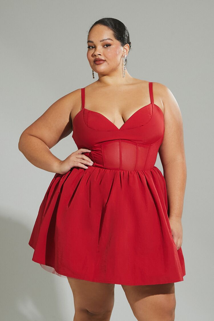 Short Dress Curvy Plus Size Fit-and-Flare Sweetheart Mini Dress