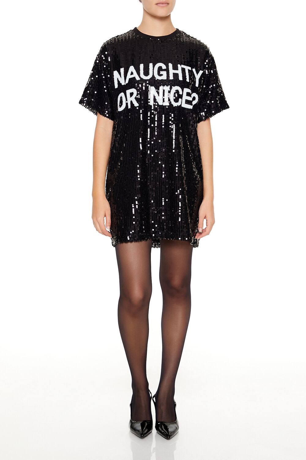 Sequins Are Forever Tshirt Dress Sequin Naughty or Nice T-Shirt Dress in Red-White Sequins Are Forever Tshirt Dress Sequin Naughty or Nice T-Shirt Dress in Red-White