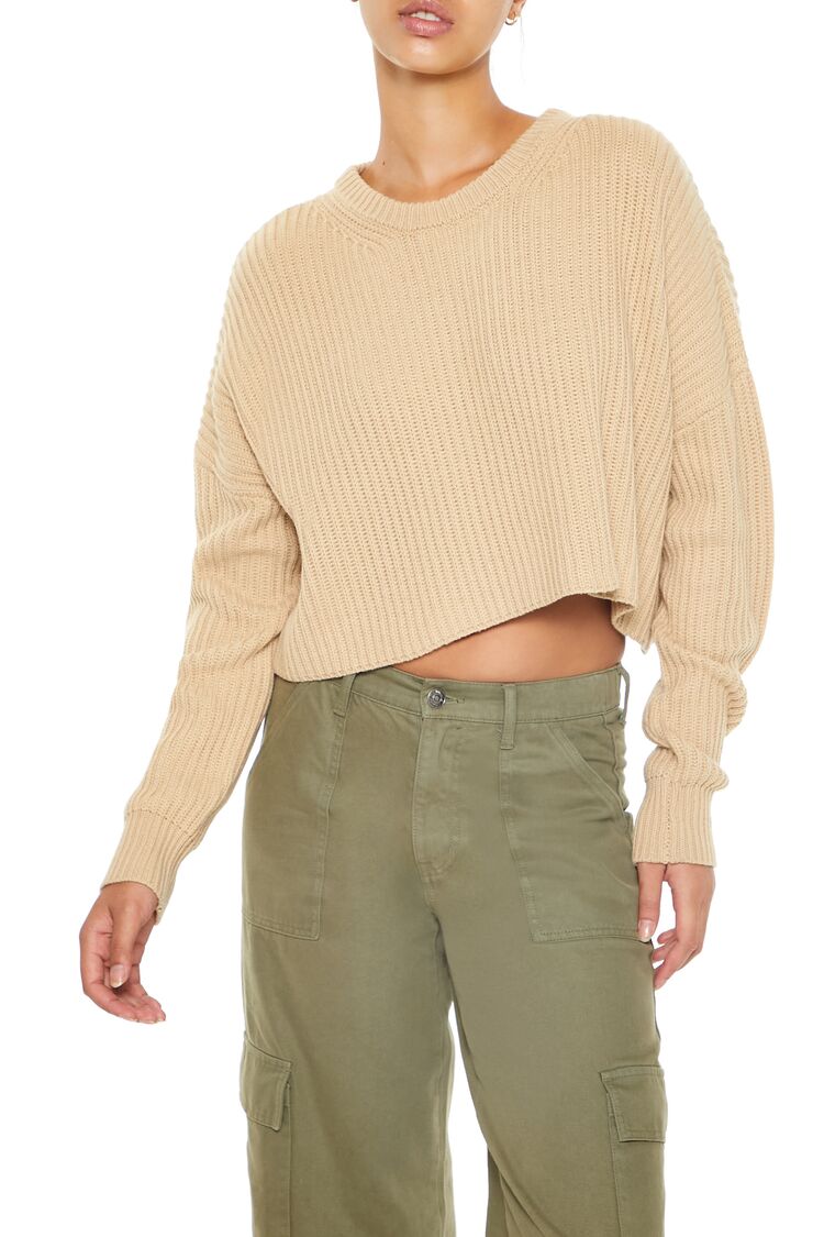 Cropped Rib-Knit Sweater
