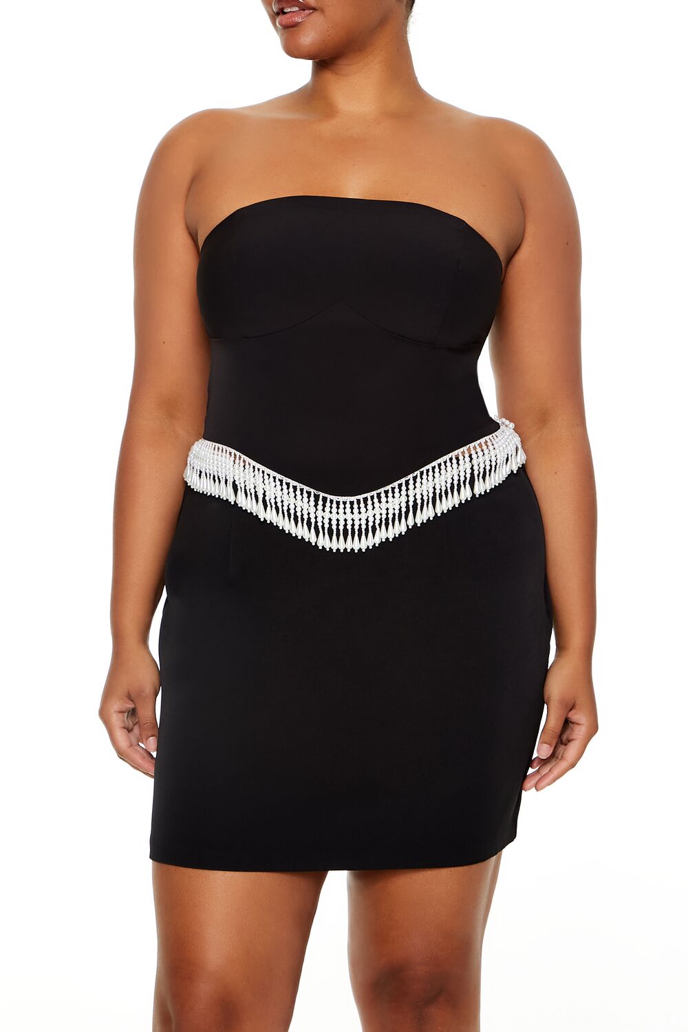 plus size black tube top dress Beaded-Trim in Vanessa Bruno Athe Black City Chic Dress Type_Shirt Size:19