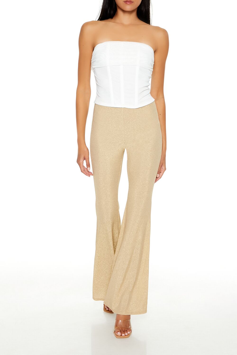 Glitter High-Rise Flare Pants Champagne / S Glitter High-Rise Flare Pants Champagne / S