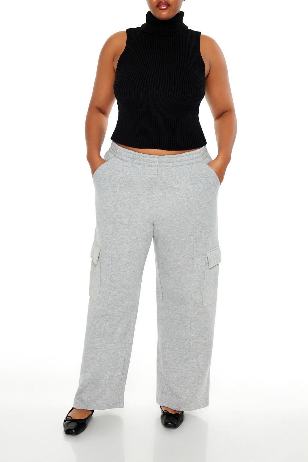 Plus Size Mid-Rise Cargo Sweatpants - Main Image