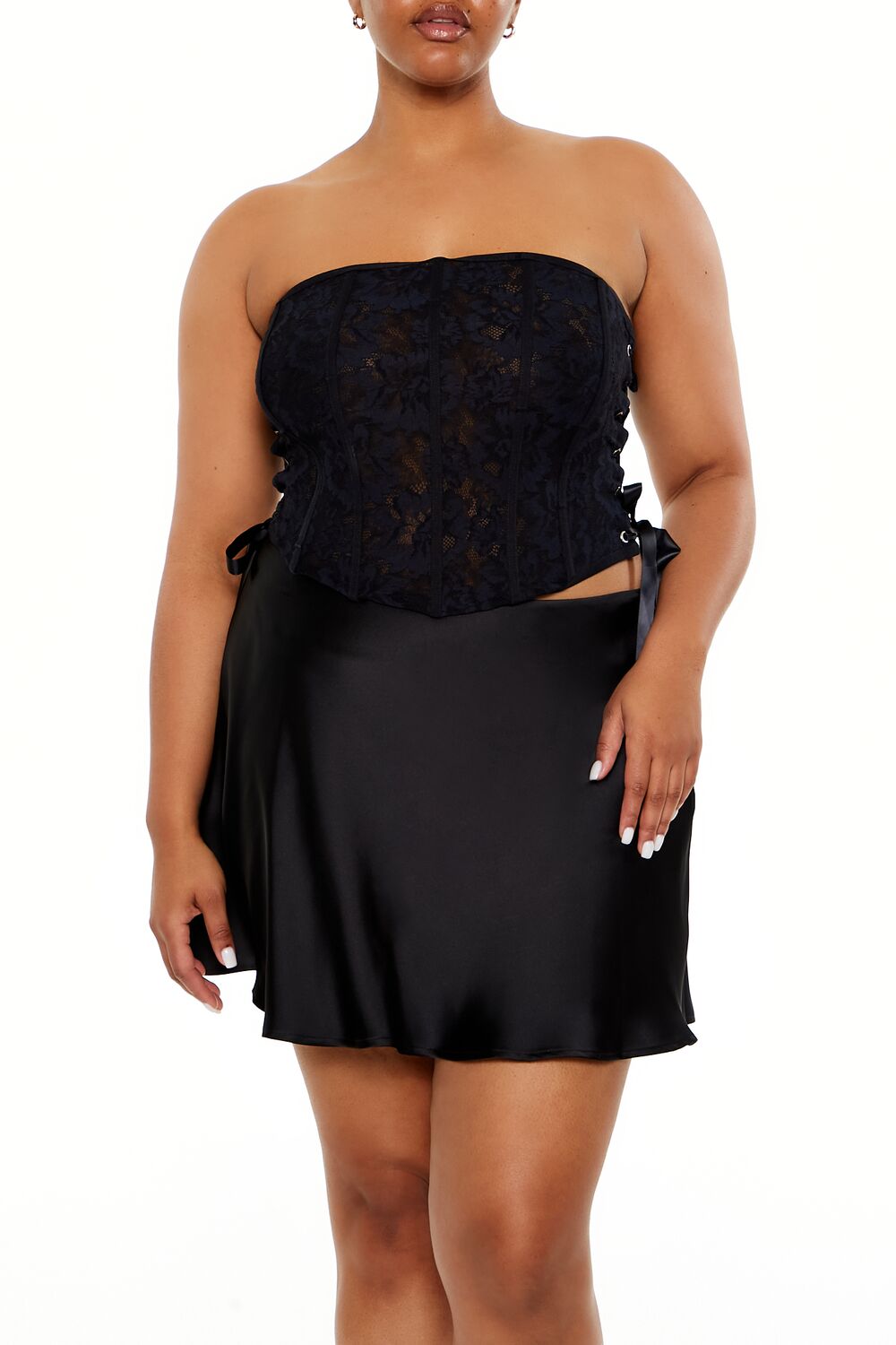 Plus Size Lace-Up Tube Top - Main Image