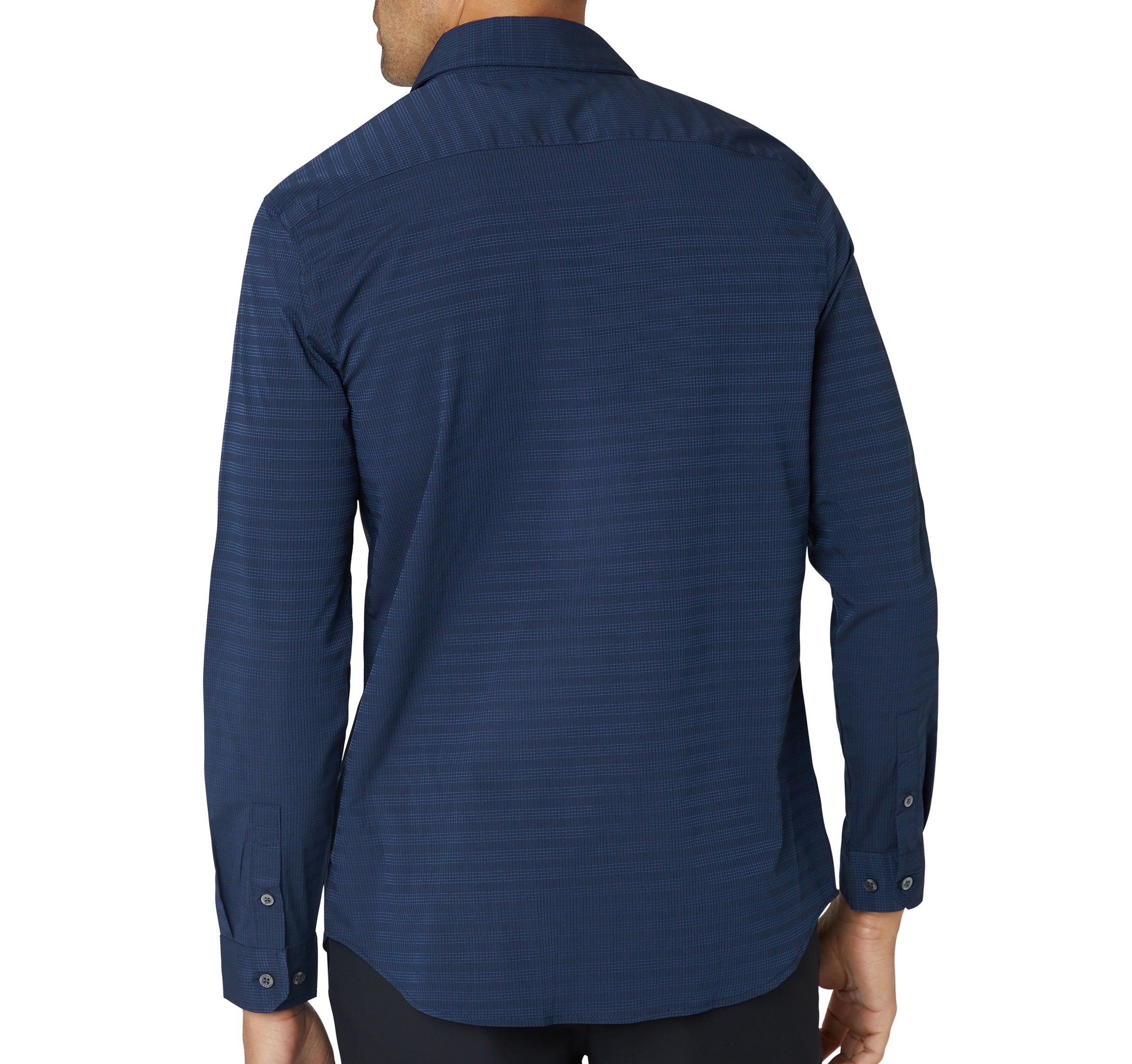 Long Sleeve Stripe Text Performance Woven