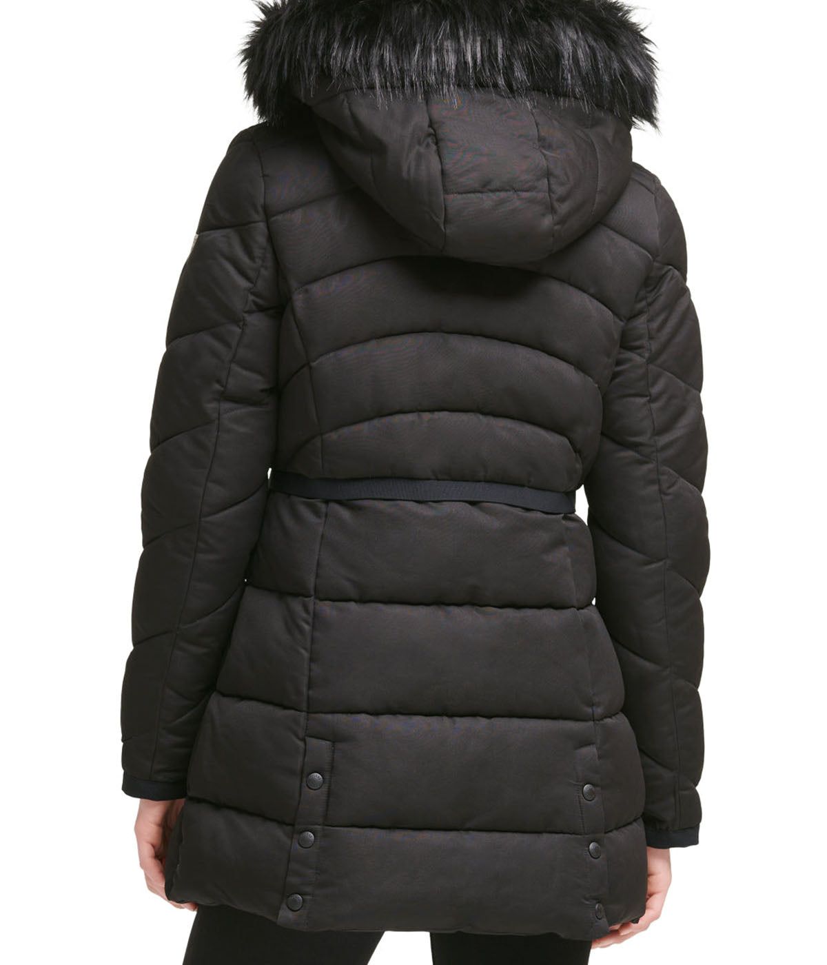 Faux Fur Trim Puffer Jacket 1 Black