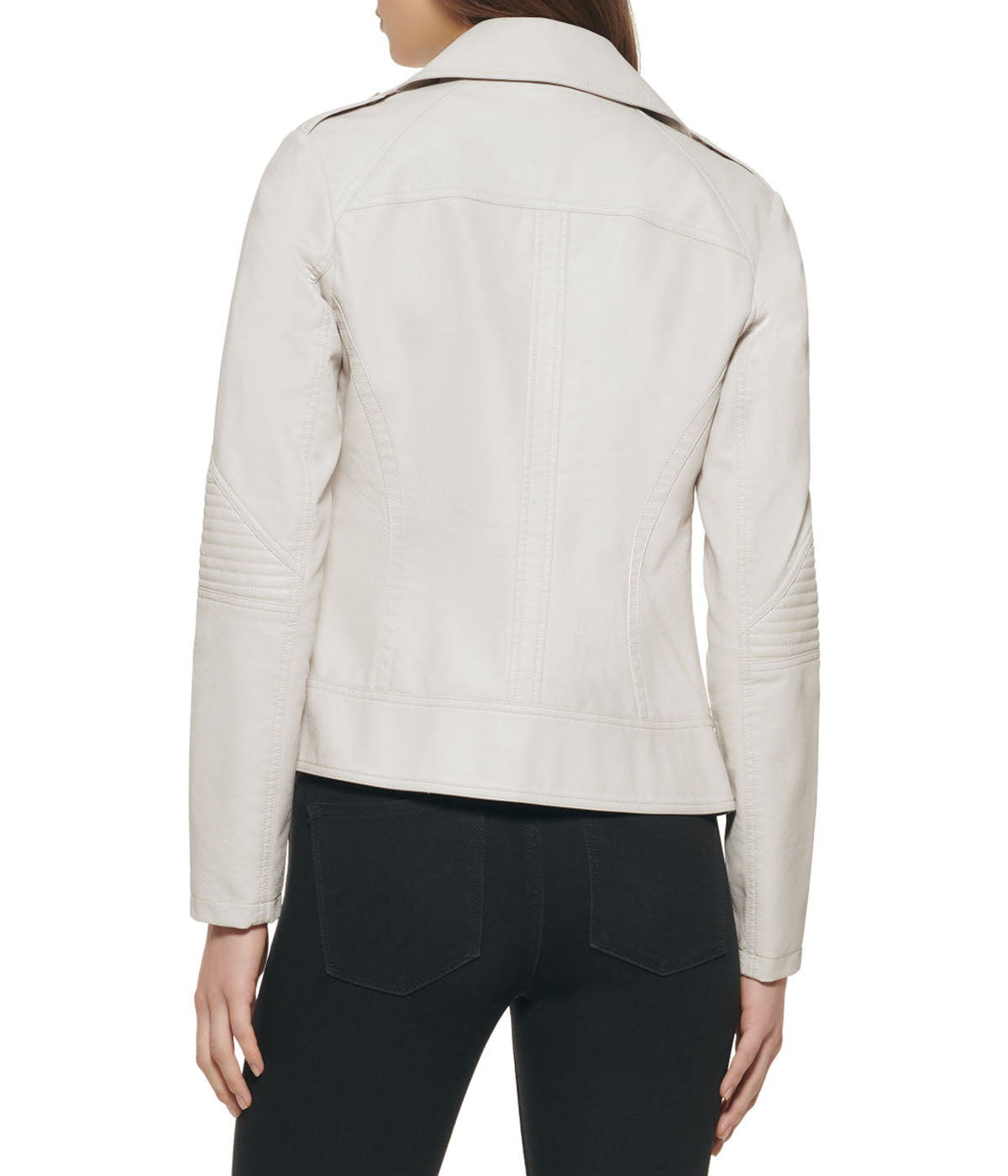 Faux Leather Asymmetrical Moto Jacket Stone
