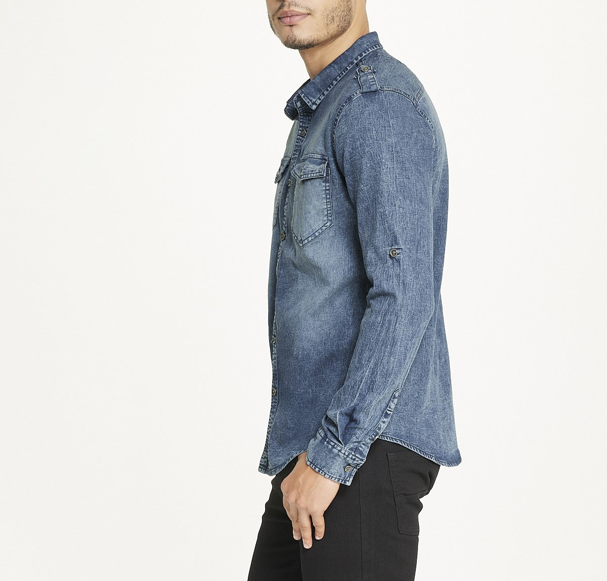 Men's Brooklyn Laundry Long Sleeve Stretch Denim Shirt 2