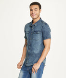 Brooklyn Laundry Men's Short Sleeve Stretch Denim Shirt 2