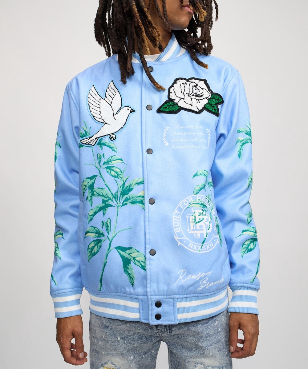 Dove Wool Varsity Jacket - Light Blue
