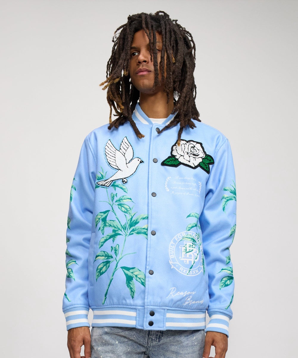 Dove Wool Varsity Jacket - Light Blue