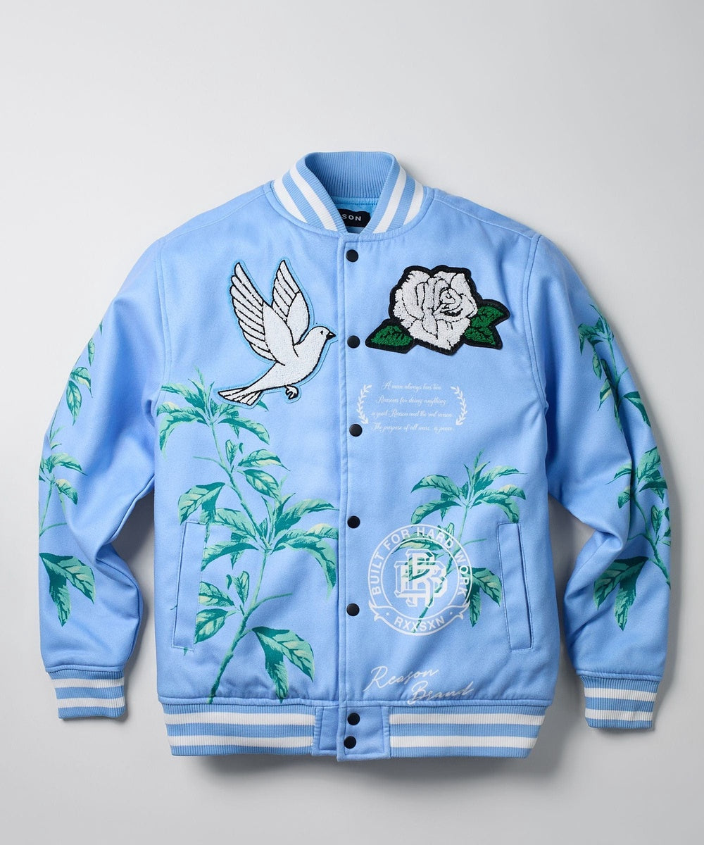 Dove Wool Varsity Jacket - Light Blue