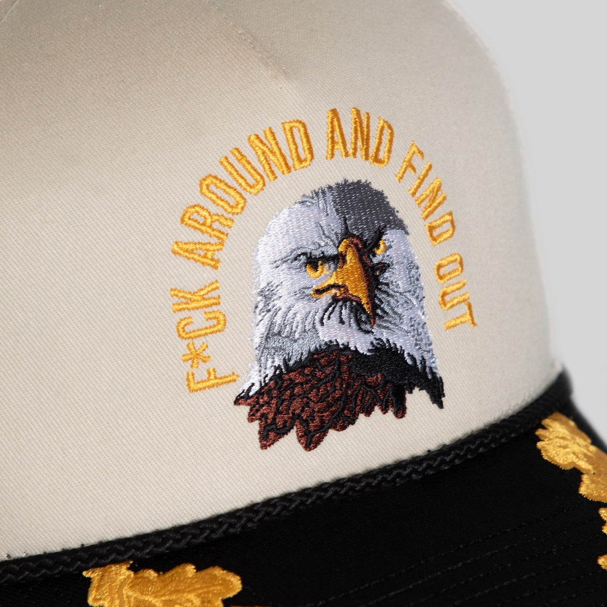 F*CK AROUND and FIND OUT SAND BLACK TWILL TRUCKER