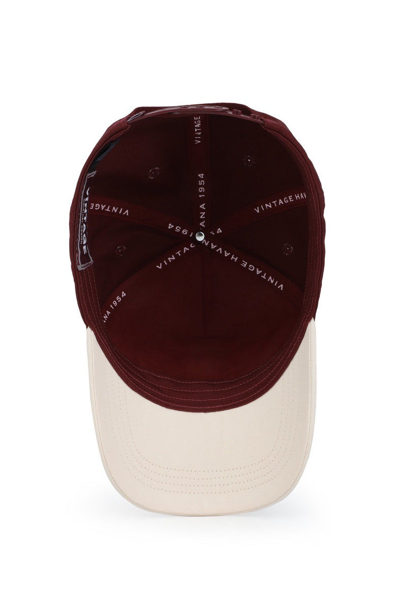 Vintage Havana Trucker Hat for Women & Men – Maroon & Tan Adjustable Cap – Embroidered "Authentic Vintage""