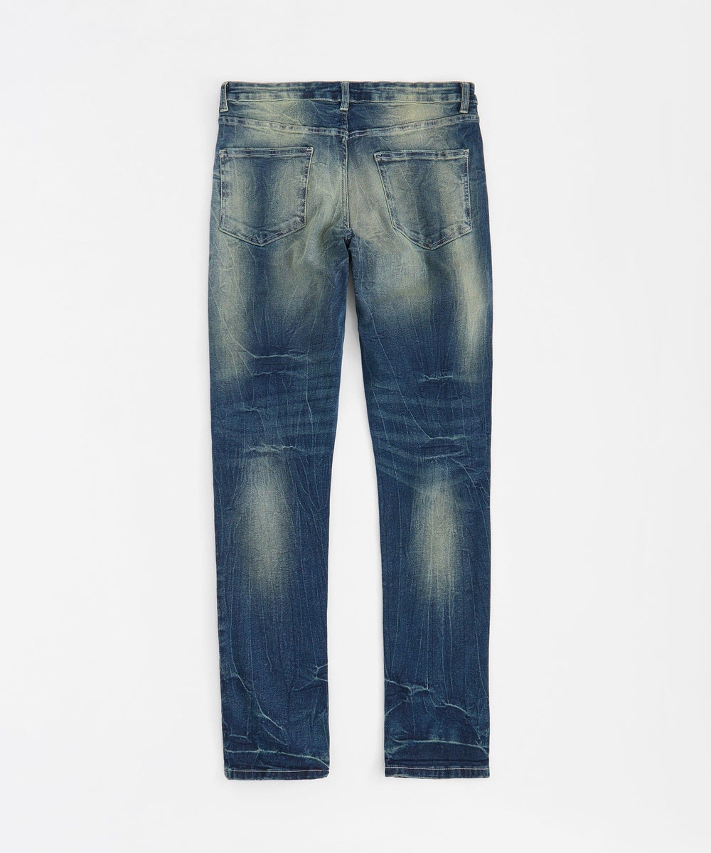 Skinny Rip and Repair Denim Pants - Medium Blue