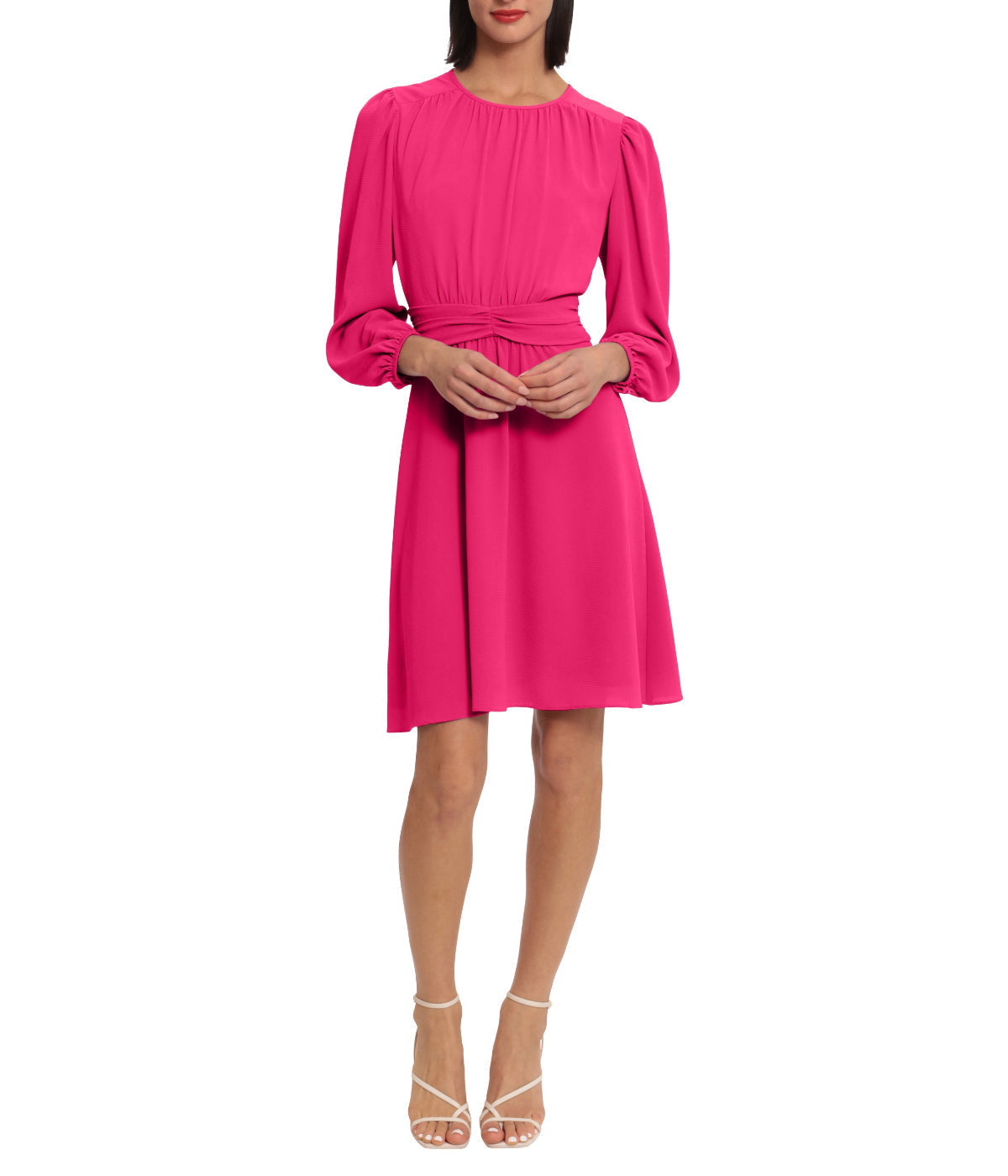 Smocked Collar Long Sleeve Mini Dress
