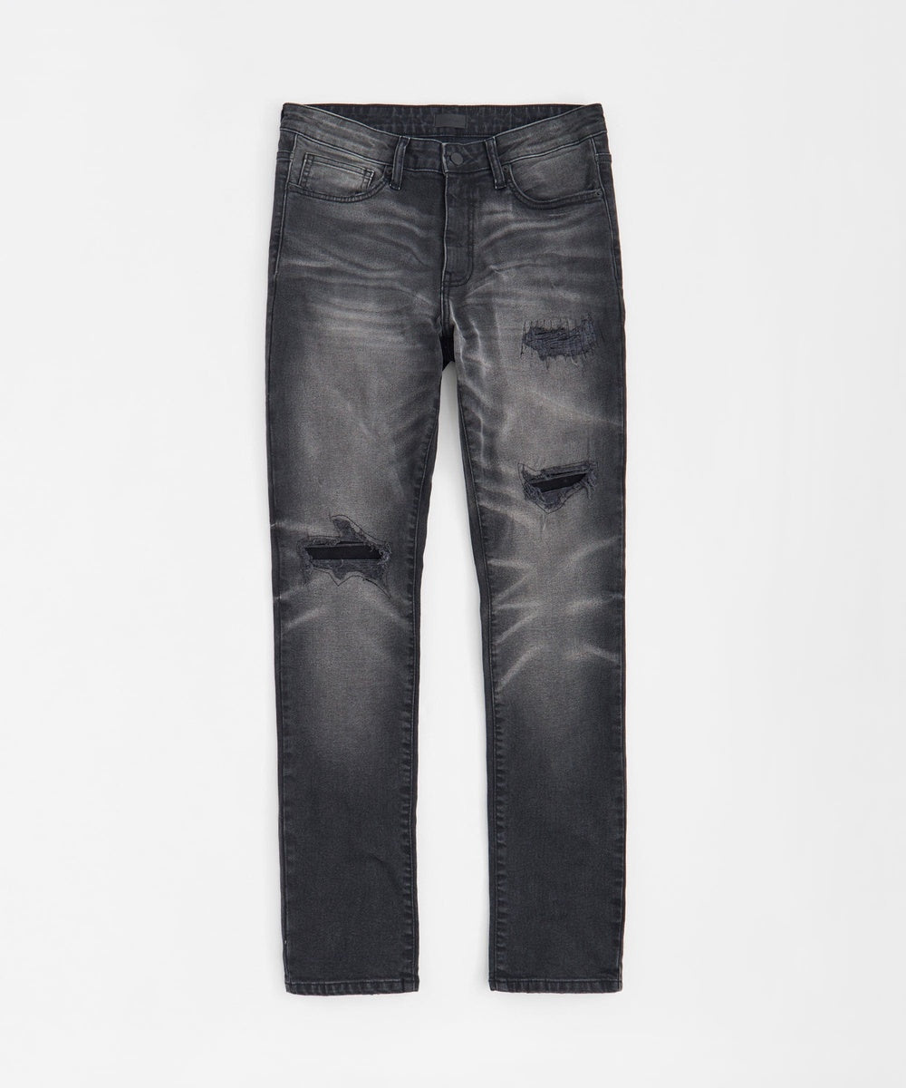Skinny Rip and Repair Denim Jeans - Black