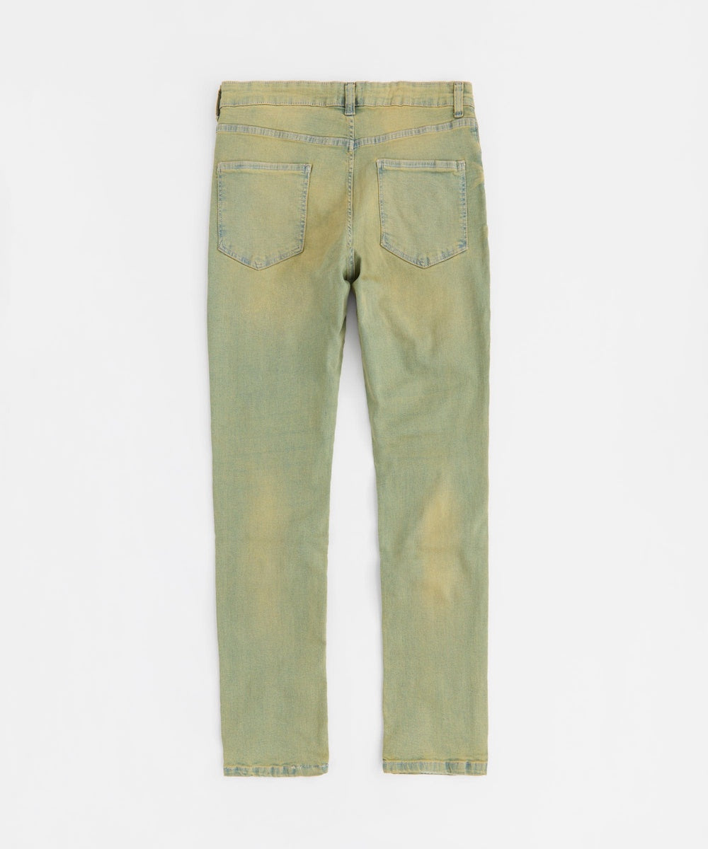 Men's Skinny Repaired Denim Pants - Vintage Blue