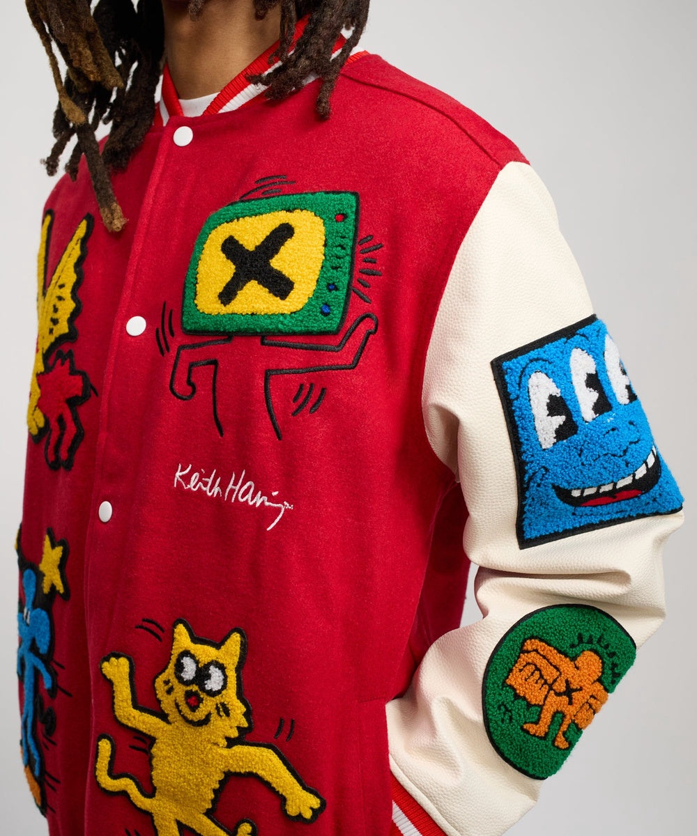 Keith Haring Wool Varsity Jacket - Red