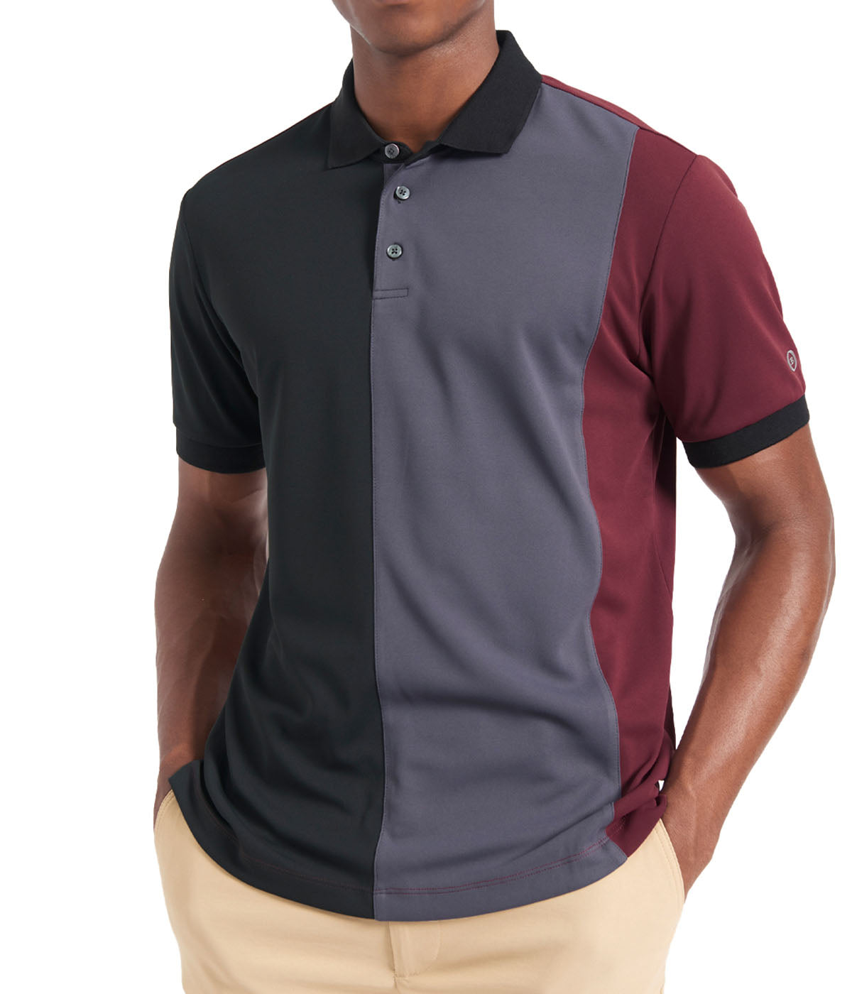 Pique Color Short Sleeve Blocked Polo