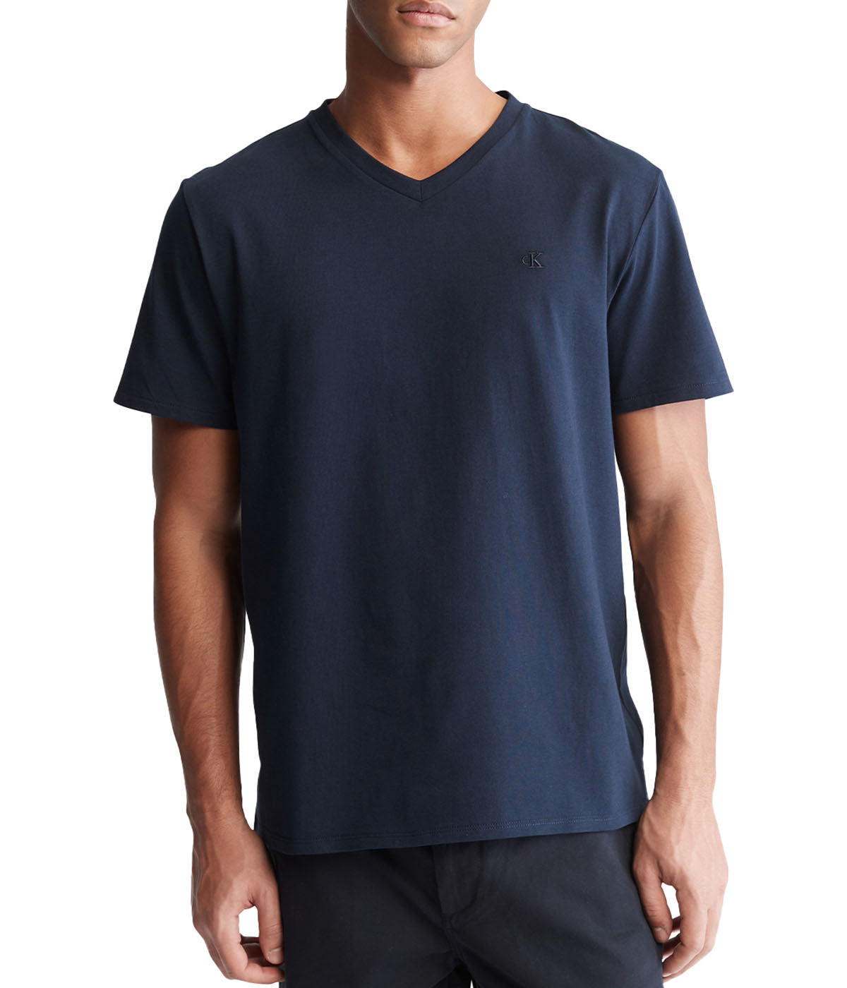 Short Sleeves Smooth Solid V-Neck Tee