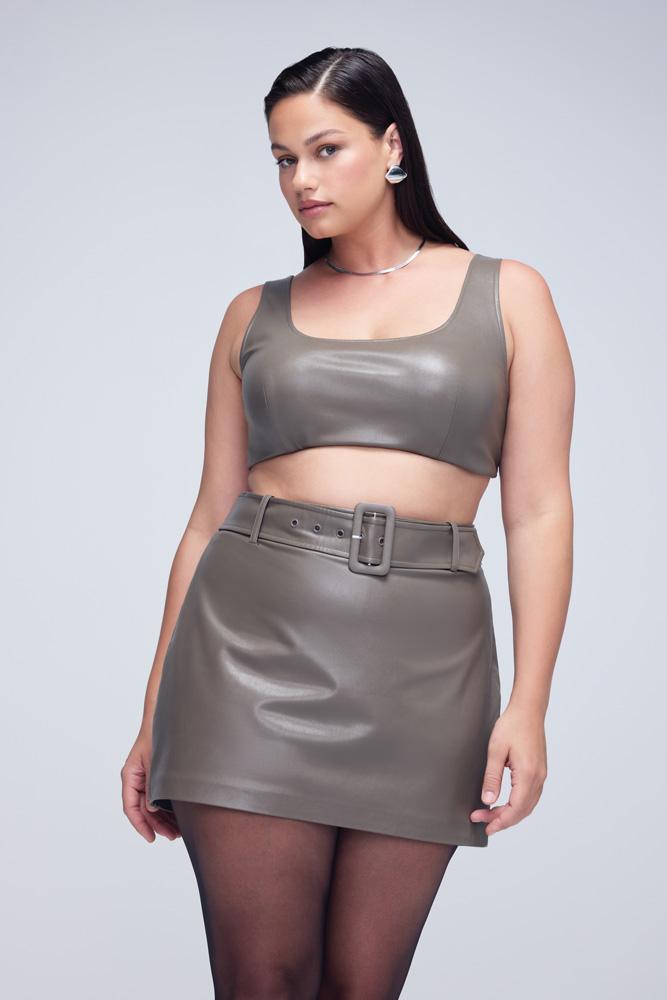 Plus Size Faux Leather Crop Top - Main Image