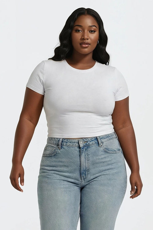 Choose options PLUS SIZE CROPPED BASIC TEE