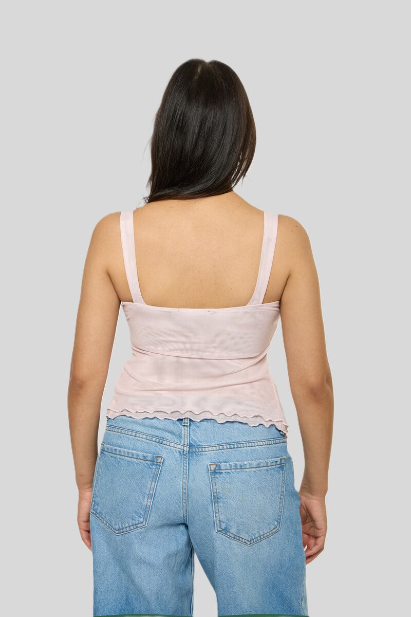 Twist-Front Mesh Tank Top