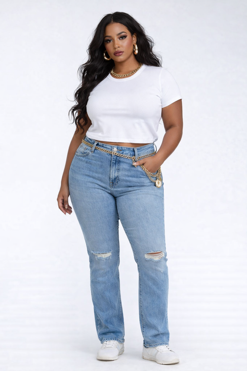 Choose options PLUS SIZE DISTRESSED BOOTCUT JEANS