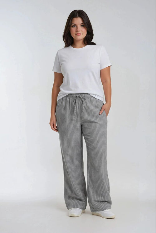 Choose options PLUS SIZE PINSTRIPED DRAWSTRING PANTS