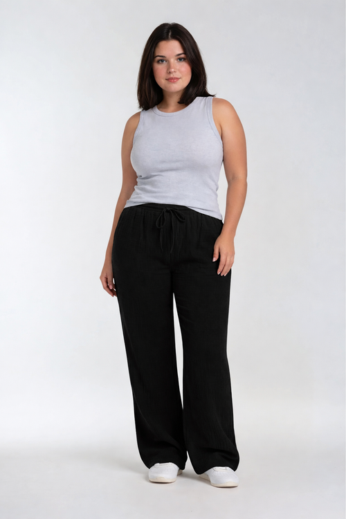 Choose options PLUS SIZE WIDE-LEG DRAWSTRING PANTS