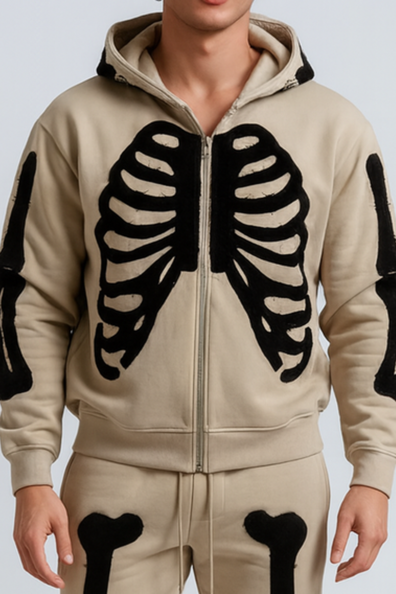 Skeleton Graphic Zip-Up Hoodie