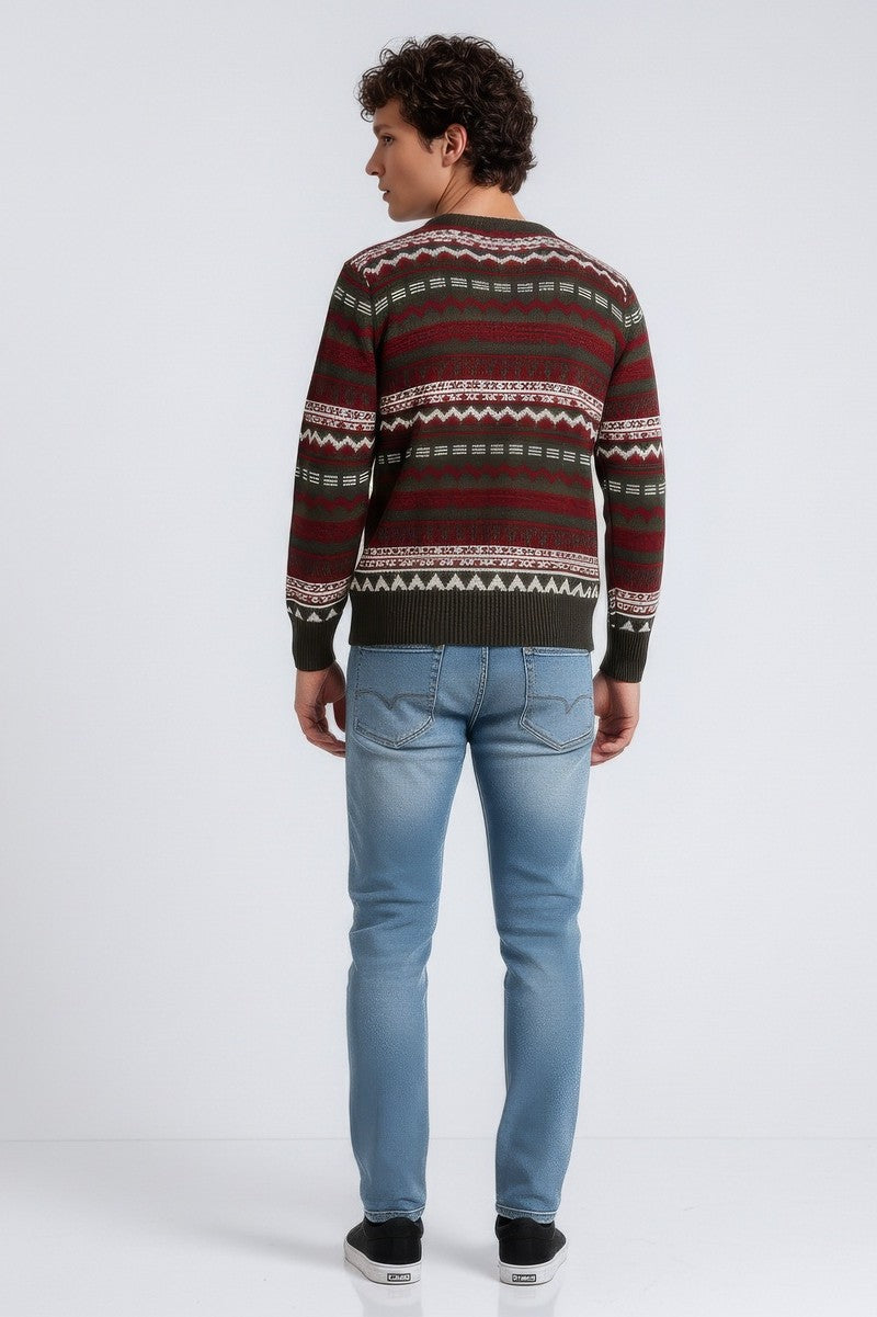Holiday Fair Isle Striped Sweater