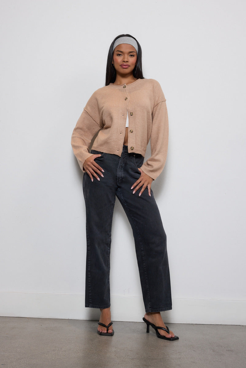 Button-Front Knit Cardigan