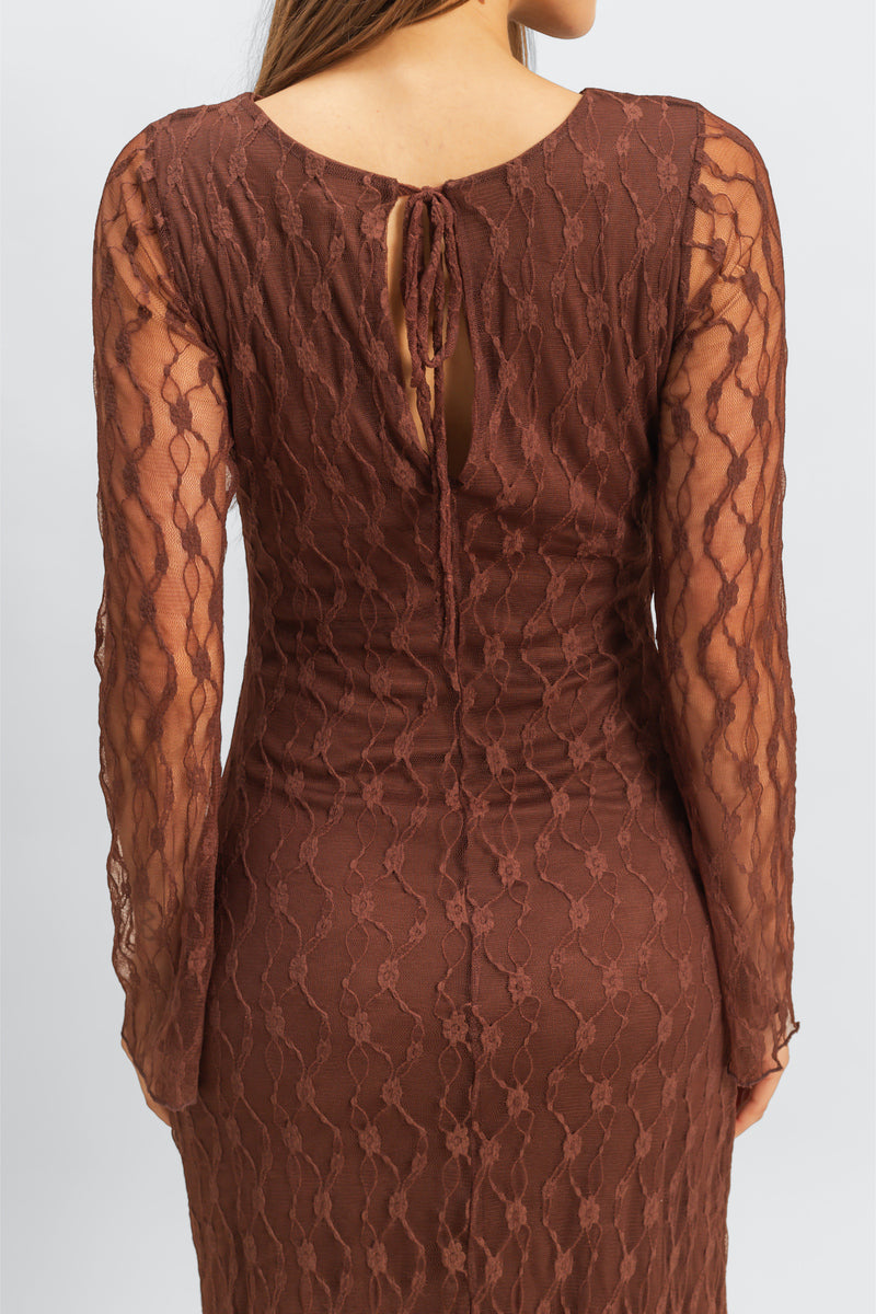 Semi-Sheer Lace Bodycon Maxi Dress Semi-Sheer Lace Bodycon Maxi Dress