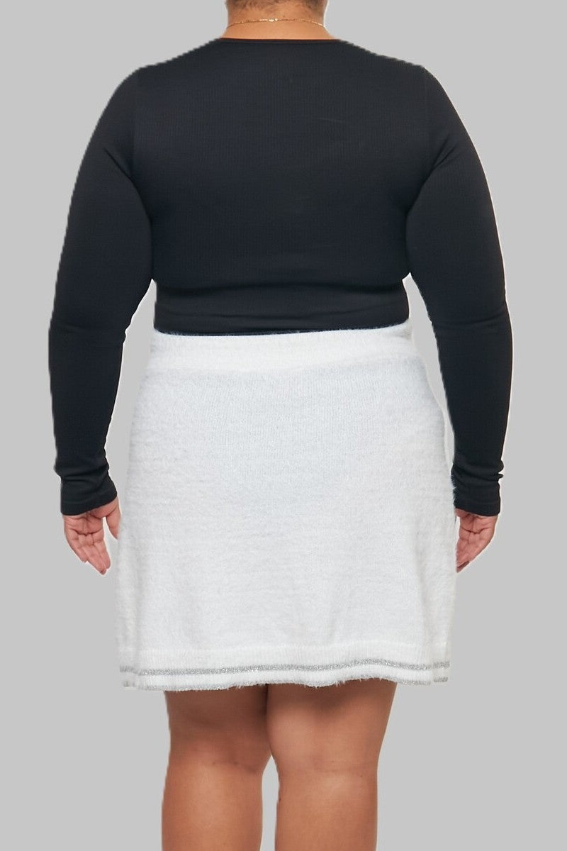 Plus Size Snowflake Knit A-Line Mini Skirt
