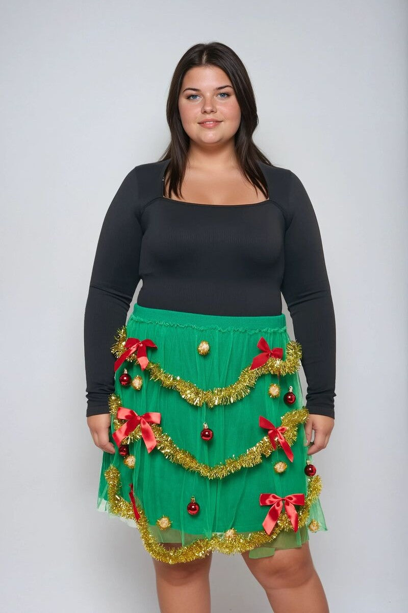 Plus Size Holiday Tutu Mini Skirt