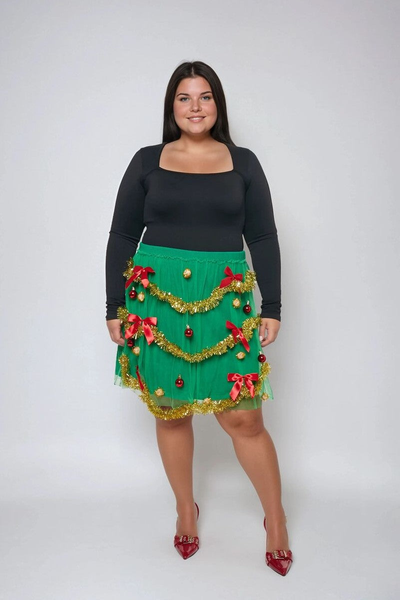 Plus Size Holiday Tutu Mini Skirt